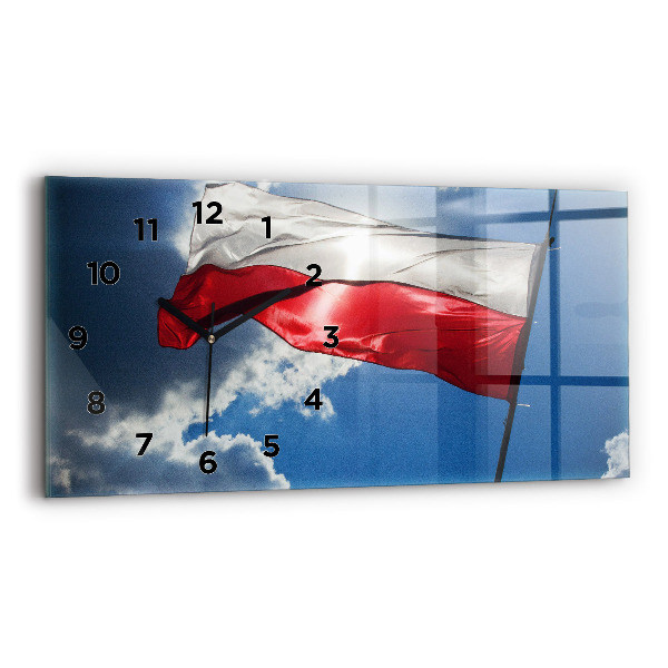 Horloge murale horizontale Le drapeau polonais contre le ciel