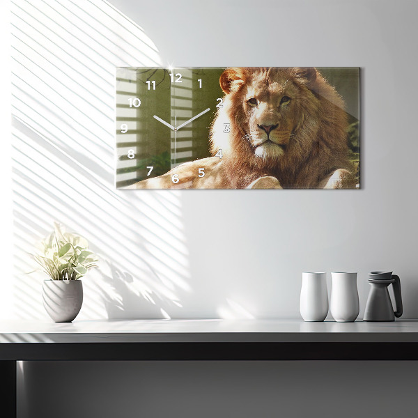 Horloge murale horizontale 'Portrait d''un lion'