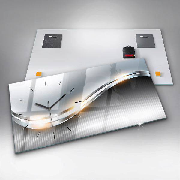 Horloge murale horizontale Abstraction métallique