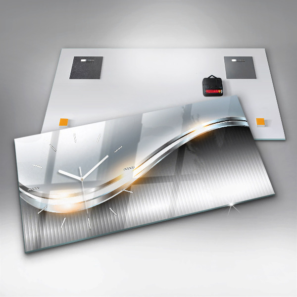 Horloge murale horizontale Abstraction métallique