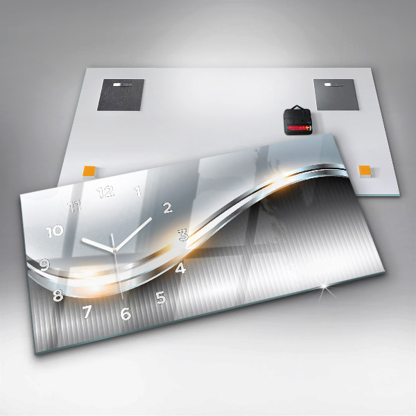 Horloge murale horizontale Abstraction métallique
