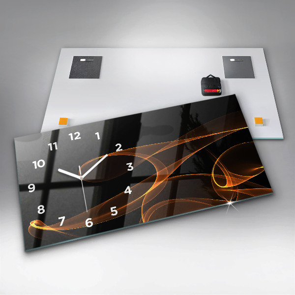 Horloge murale horizontale Lignes orange