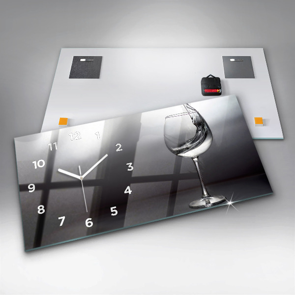 Horloge murale horizontale Un verre de vin