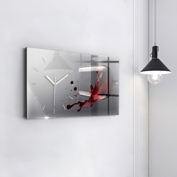 Horloge murale horizontale Un verre de vin rouge