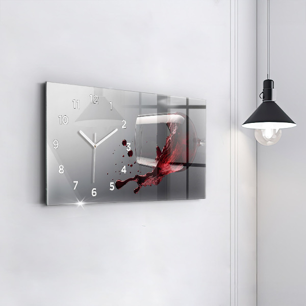 Horloge murale horizontale Un verre de vin rouge
