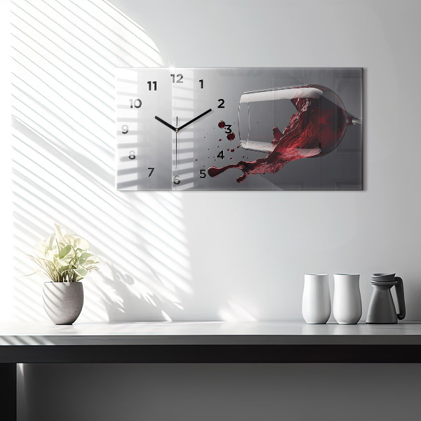 Horloge murale horizontale Un verre de vin rouge
