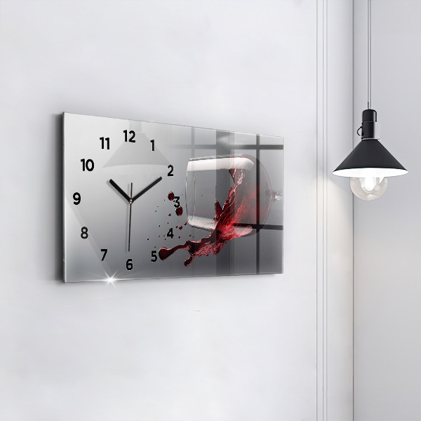 Horloge murale horizontale Un verre de vin rouge