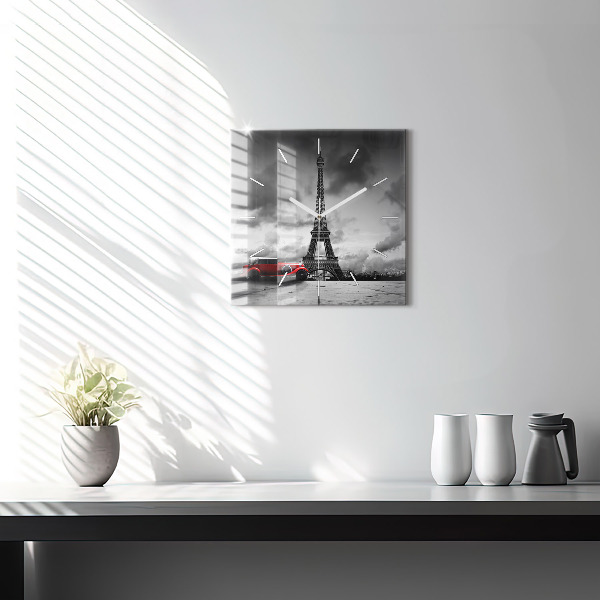 Pendule carrée en verre Tour Effel Paris