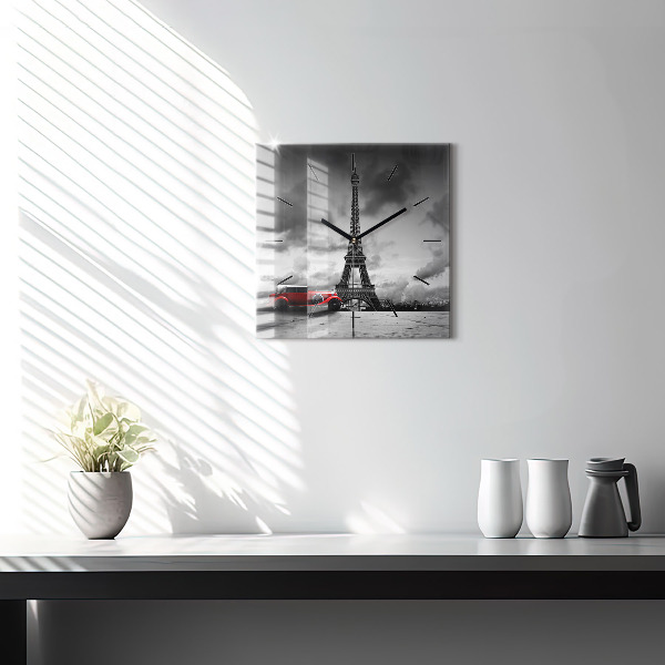 Pendule carrée en verre Tour Effel Paris