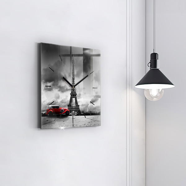Pendule carrée en verre Tour Effel Paris