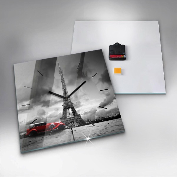Pendule carrée en verre Tour Effel Paris