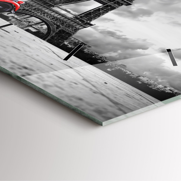 Pendule carrée en verre Tour Effel Paris