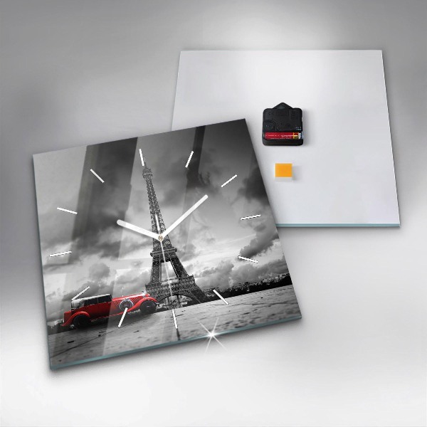 Pendule carrée en verre Tour Effel Paris