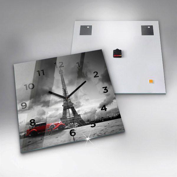 Pendule carrée en verre Tour Effel Paris