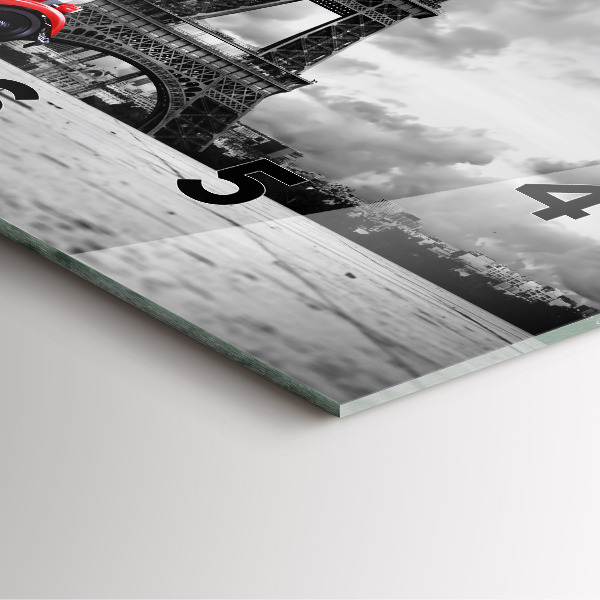 Pendule carrée en verre Tour Effel Paris