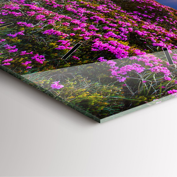 Horloge murale carrée Lever de soleil et fleurs