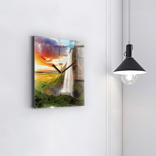 Horloge murale carrée Cascade en Islande