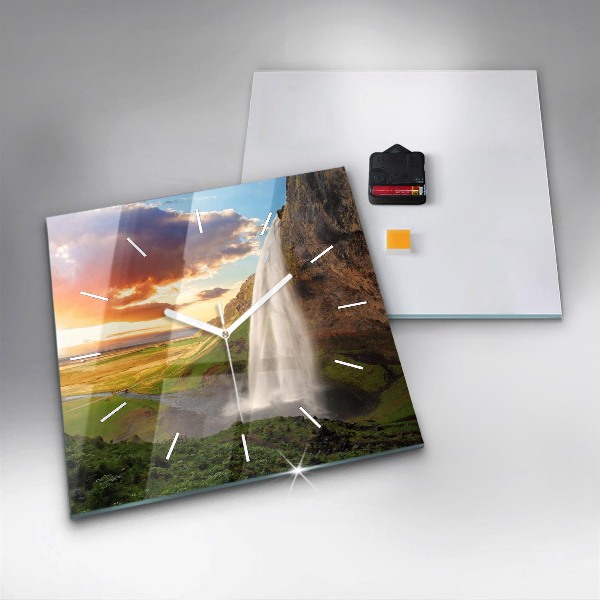 Horloge murale carrée Cascade en Islande