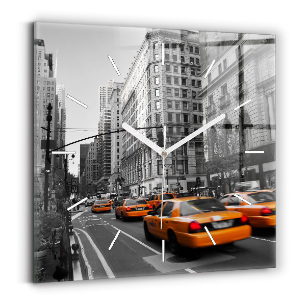 Horloge murale carrée Manhattan et les taxis