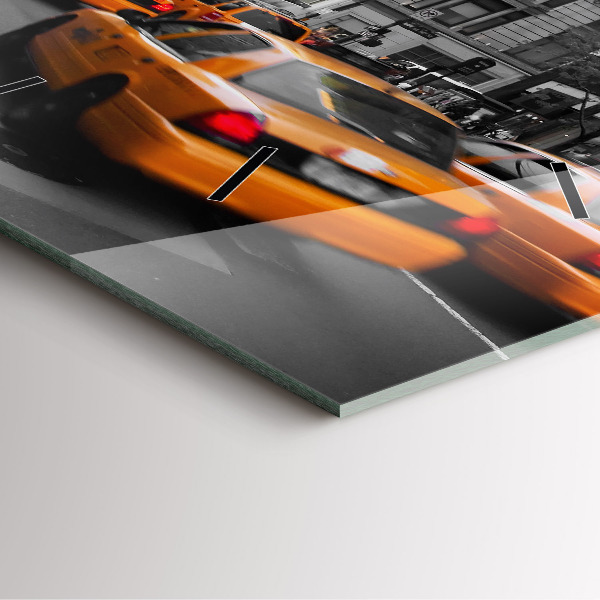 Horloge murale carrée Manhattan et les taxis