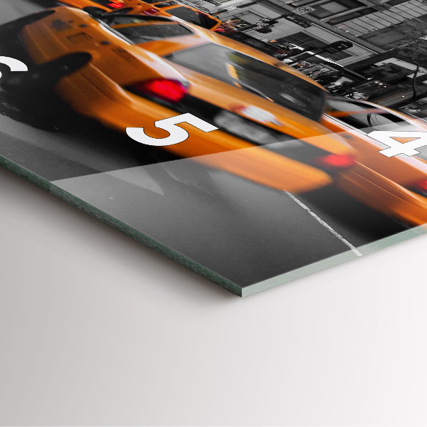 Horloge murale carrée Manhattan et les taxis