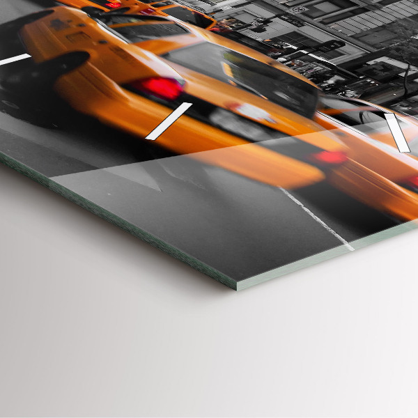 Horloge murale carrée Manhattan et les taxis