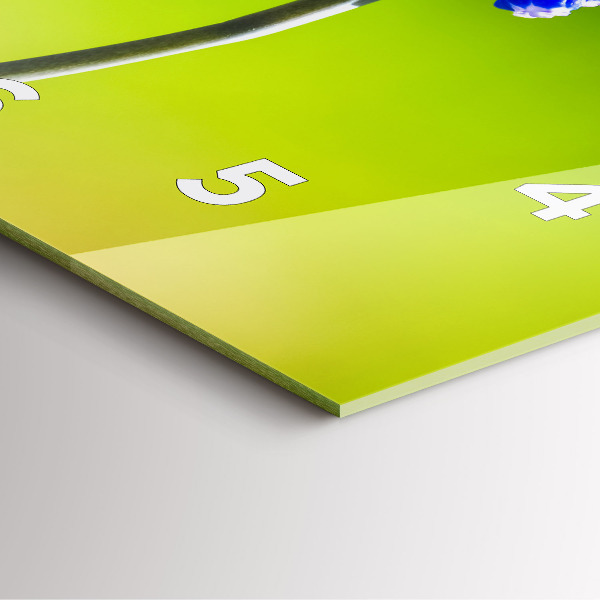 Horloge carrée en verre Fleurs bleues