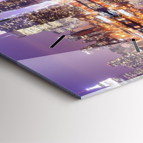 Horloge murale carrée New York la nuit