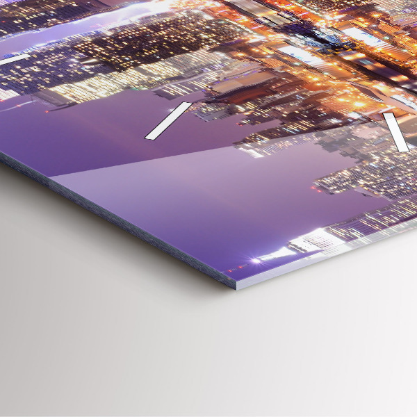 Horloge murale carrée New York la nuit