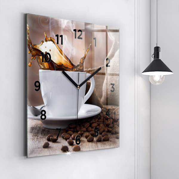 Horloge murale carrée Une tasse de café