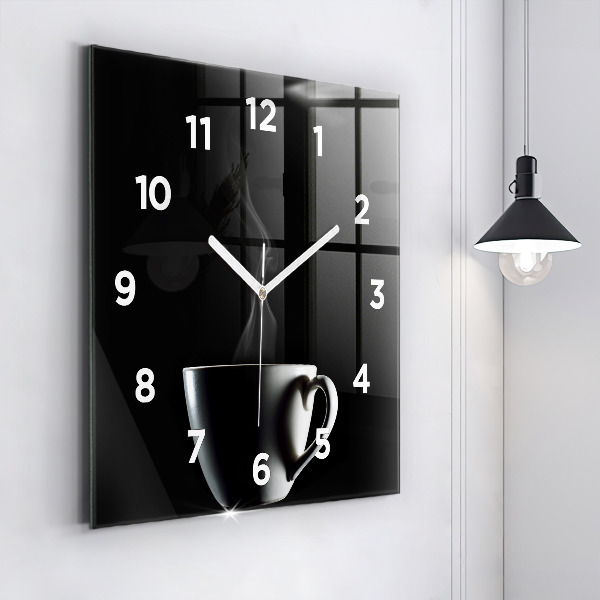 Horloge murale carrée Une tasse de café