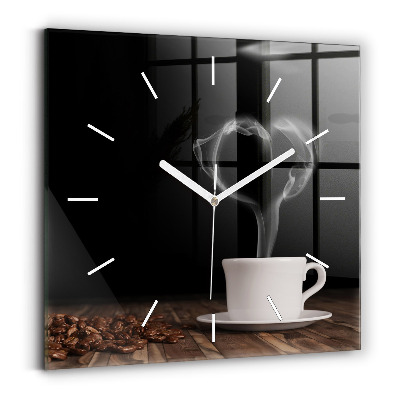Horloge murale carrée Une tasse de café chaud
