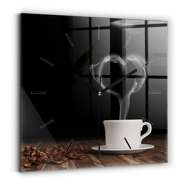 Horloge murale carrée Une tasse de café chaud