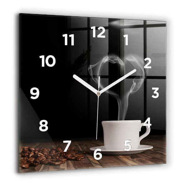Horloge murale carrée Une tasse de café chaud
