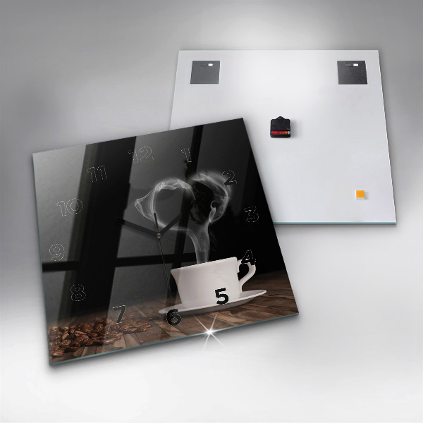 Horloge murale carrée Une tasse de café chaud