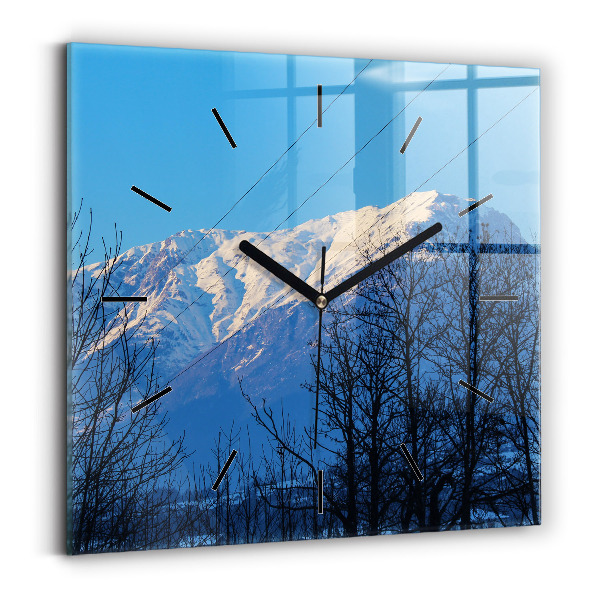 Horloge carrée en verre Vue sur la montagne