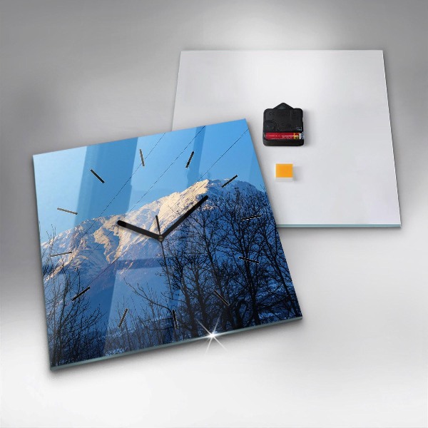 Horloge carrée en verre Vue sur la montagne