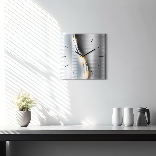 Horloge murale carrée Abstraction métallique