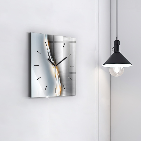 Horloge murale carrée Abstraction métallique