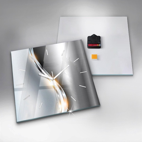 Horloge murale carrée Abstraction métallique