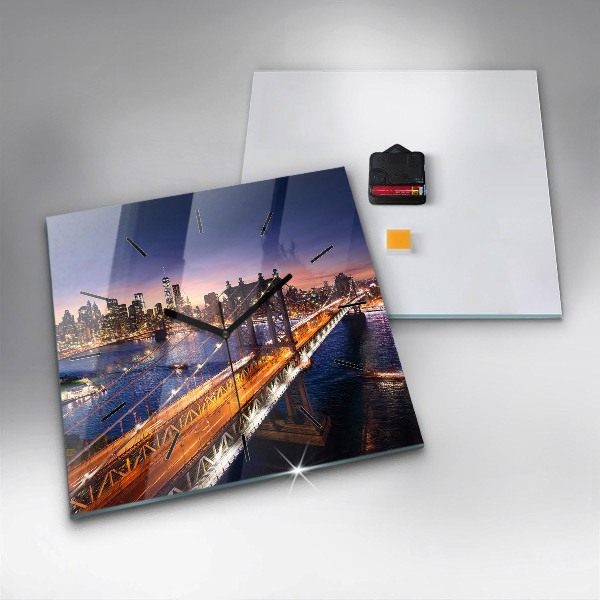 Pendule carrée en verre New York et le coucher du soleil