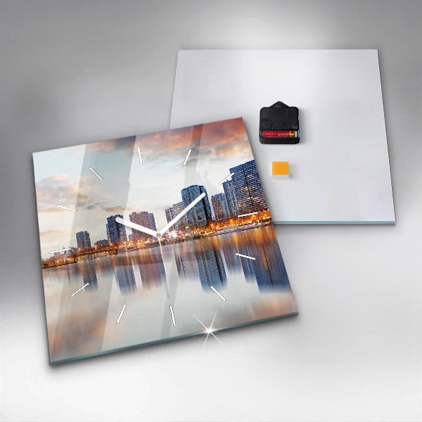 Pendule carrée en verre Panorama avec la Tour Eiffel