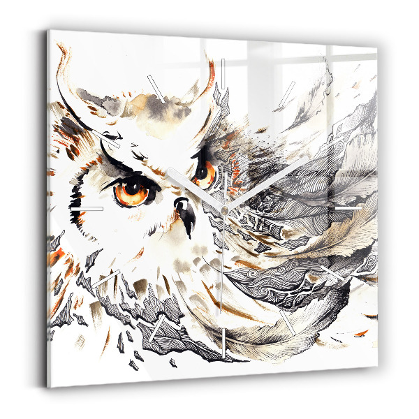 Horloge murale carrée Hibou symbole de sagesse