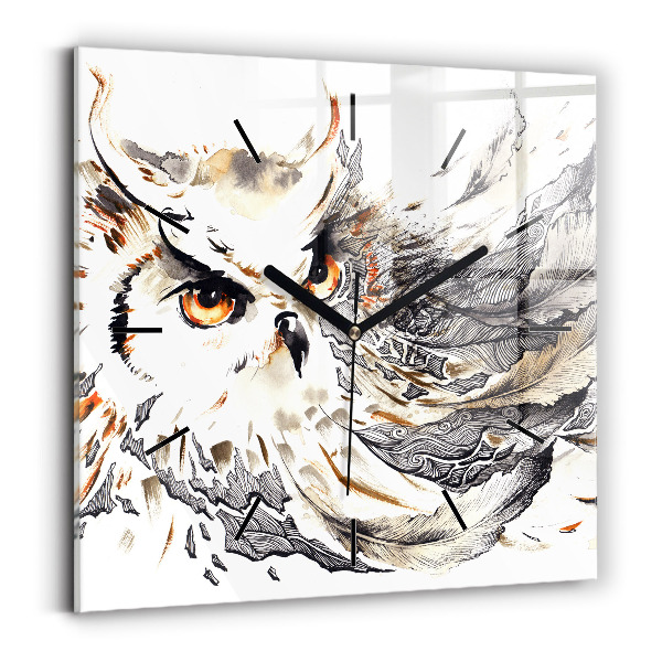 Horloge murale carrée Hibou symbole de sagesse