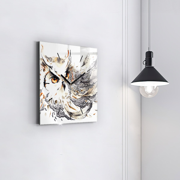 Horloge murale carrée Hibou symbole de sagesse