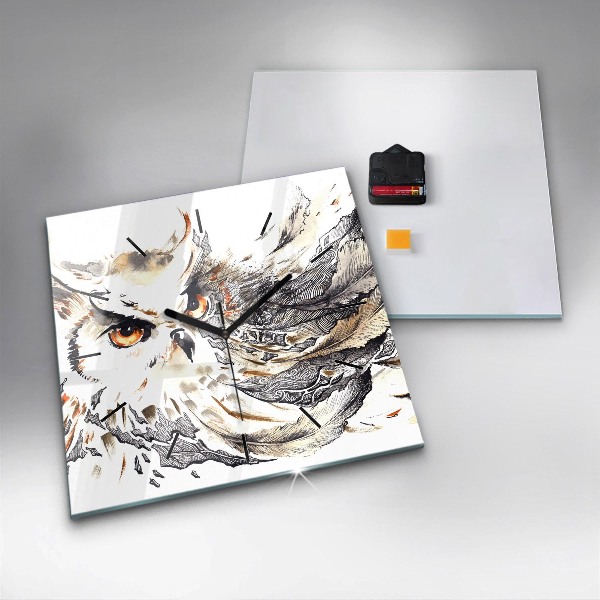 Horloge murale carrée Hibou symbole de sagesse