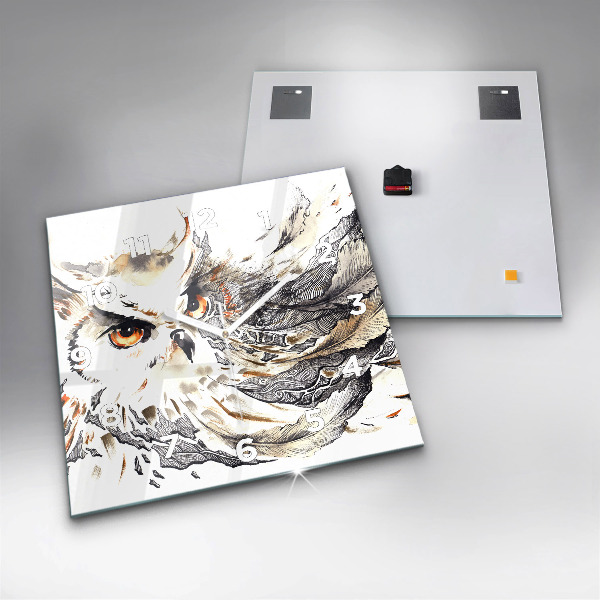 Horloge murale carrée Hibou symbole de sagesse