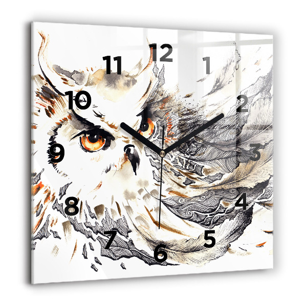 Horloge murale carrée Hibou symbole de sagesse