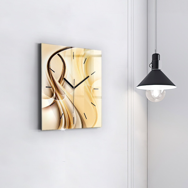 Horloge carrée en verre 'Ondes d''abstraction'