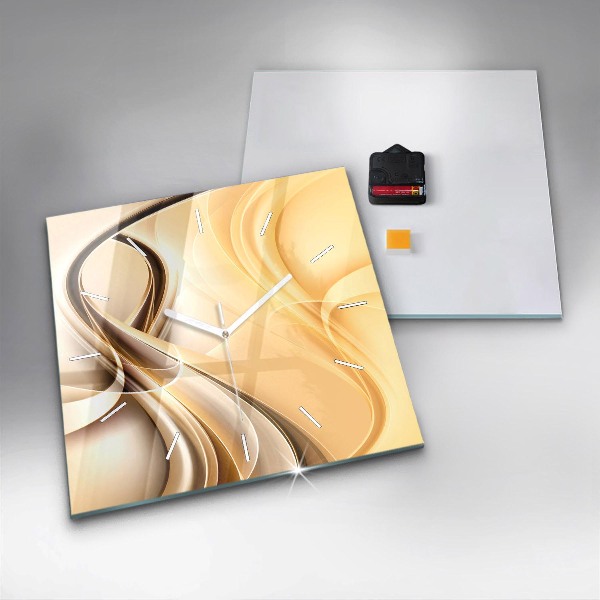 Horloge carrée en verre 'Ondes d''abstraction'